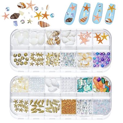 Ocean Theme Natural Shell & Resin & Plastic & Alloy Nail Art Decoration MRMJ-CP0001-34E-1