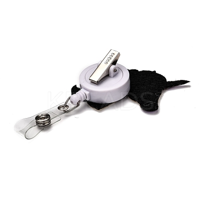 Unicorn Glitter Powder Felt & ABS Plastic Badge Reel AJEW-I053-39-1