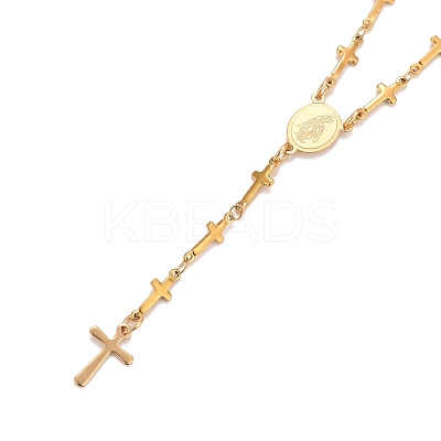 304 Stainless Steel Rosary Bead Necklaces NJEW-E133-02G-1