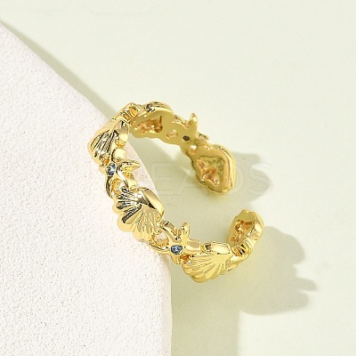 304 Stainless Steel Cubic Zirconia Cuff Open Rings for Women LS-RJEW-Z122-02G-06-1