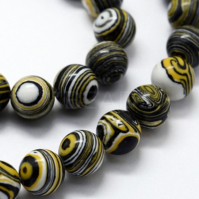 Synthetic Malachite Beads Strands G-I199-32-6mm-B-1
