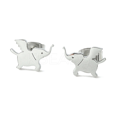 Non-Tarnish Cute Little Animal Theme 304 Stainless Steel Stud Earrings LS-EJEW-B041-03C-P-1