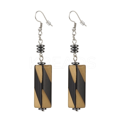 Acrylic Cuboid Dangle Earrings with Synthetic Hematite EJEW-JE04974-1