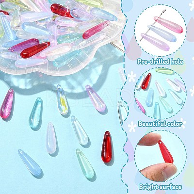 100Pcs Glass Teardrop Pendants GLAA-CJ0002-79-1