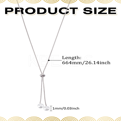 1Pc 1MM Brass Round Snake Chain Slider Lariat Necklaces NJEW-LP0009-12P-1