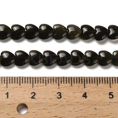 Natural Golden Sheen Obsidian Beads Strands G-P575-C04-6mm-1