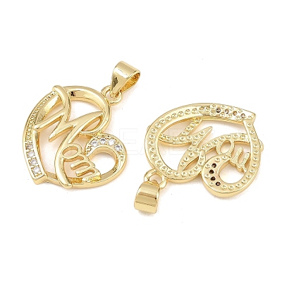 Mother's Day Brass Cubic Zirconia Pendants KK-L251-07G-09-1