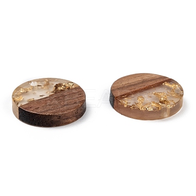 Transparent Resin & Walnut Wood Pendants X-RESI-S358-02C-B02-1