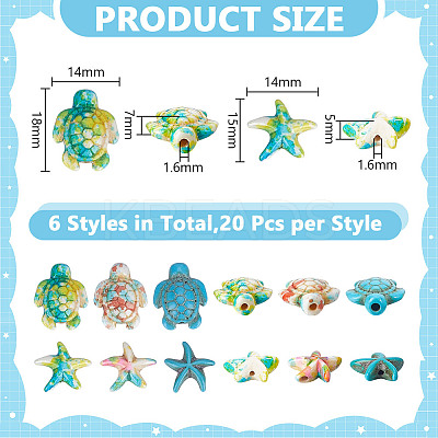 120Pcs 6 Styles Synthetic Turquoise Beads TURQ-HY0001-12A-1