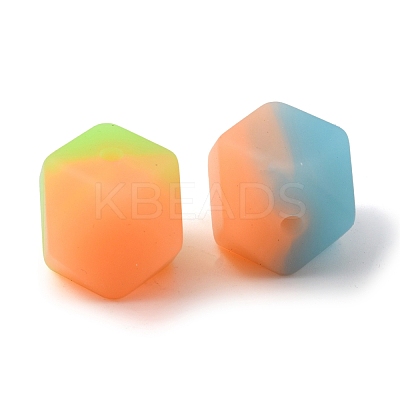 30Pcs 3 Colors Two Tone Luminous Silicone Beads SIL-NB0001-10-1