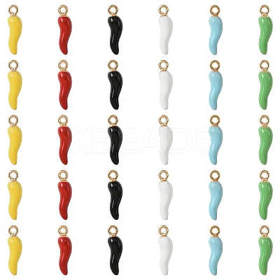 30Pcs 6 Colors Alloy Enamel Pendants ENAM-YW0005-78-1