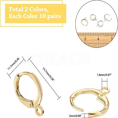 Brass Huggie Hoop Earring Findings KK-NB0002-27-1
