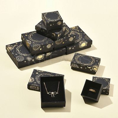 10Pcs 5 Styles Sun Moon Star Printed Cardboard Gift Boxes CBOX-FS0001-09-1