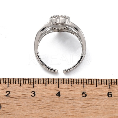 Brass Micro Pave Clear Cubic Zirconia Cuff Finger Rings RJEW-G337-33P-1