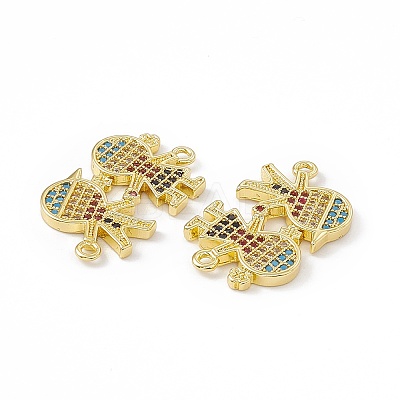 Brass Micro Pave Cubic Zirconia Connector Charms KK-E068-VC083-1