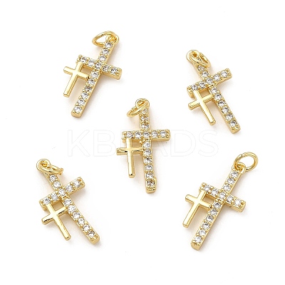 Brass Micro Pave Cubic Zirconia Pendants KK-E068-VB262-1