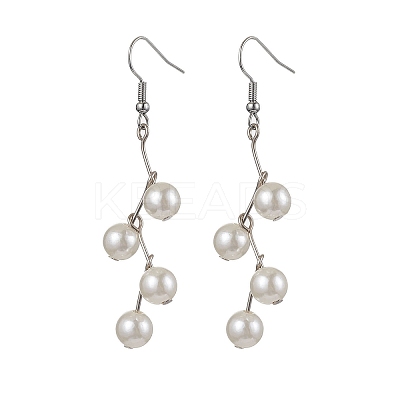 Round Imitation Pearl Acrylic Dangle Earrings EJEW-JE05855-1