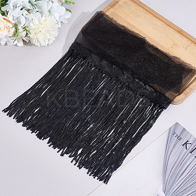 Polyester Tassel Lace Ribbon OCOR-WH0070-175B-1
