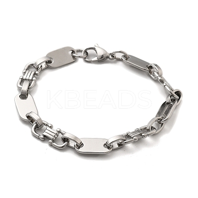 304 Stainless Steel Oval Link Chain Bracelets for Women Men LS-BJEW-A033-04P-1