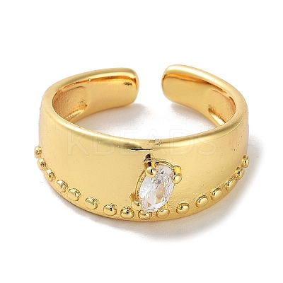 Oval Glass Open Cuff Rings for Women RJEW-E292-05G-1