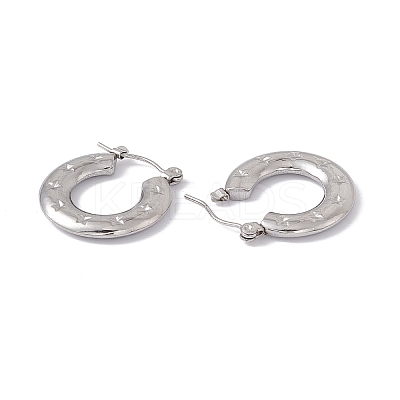 Tarnish Resistant 304 Stainless Steel Donut with Star Hoop Earrings for Women EJEW-E199-03P-1