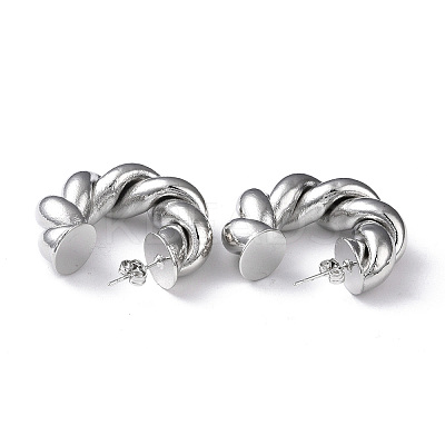 Rack Plating Brass Twist Rope Stud Earrings for Women EJEW-M215-01P-1