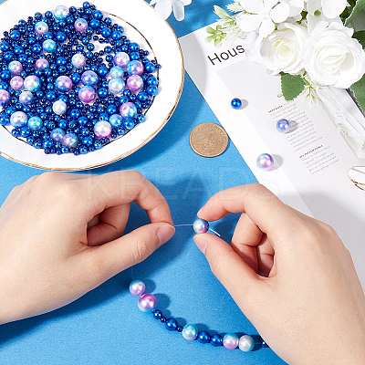 1830Pcs 5 Styles ABS Plastic Imitation Pearl Beads MACR-SP0001-03B-1