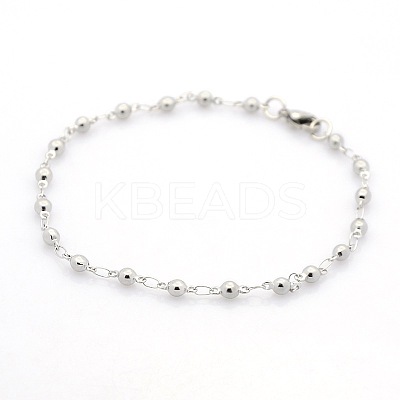 Tarnish Resistant Casual Style 304 Stainless Steel Ball Link Chain Bracelets STAS-O036-06P-1