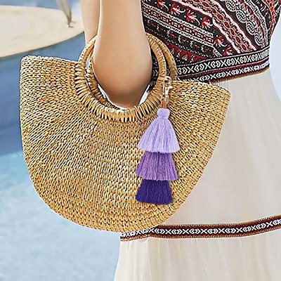 3Pcs Colorful Tassel Keychain Handmade Boho Keychain Personalized Bag Charm Tassel Keychain for Women JX282B-1