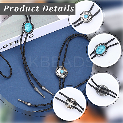 2Pcs 2 Style Imitation Leather Bolo Tie for Men NJEW-GF0001-07-1