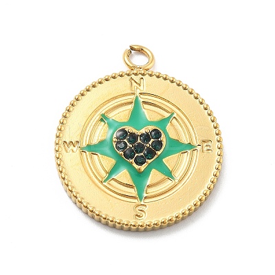 304 Stainless Steel Enamel Rhinestone Pendants STAS-L283-38G-1