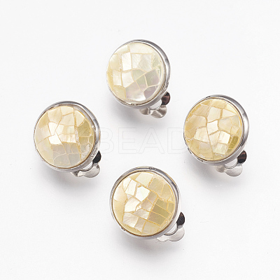 Shell Clip-on Earrings EJEW-F162-E-1