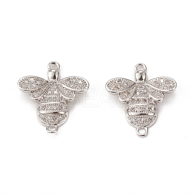 Brass Micro Pave Cubic Zirconia Connector Charms KK-E068-VB363-1