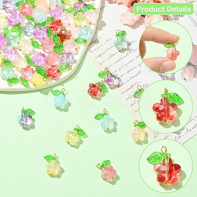 90Pcs 9 Colors Glass Pendants PALLOY-CJ00057-1