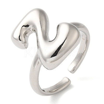 Initials Brass Open Cuff Ring for Women RJEW-N046-02Z-P-1
