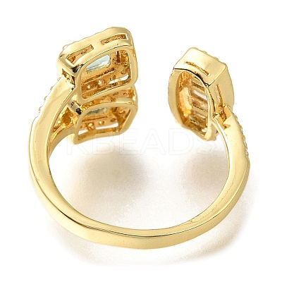 Rack Plating Brass Micro Pave Cubic Zirconia Open Cuff Rings for Women RJEW-M022-04G-01-1
