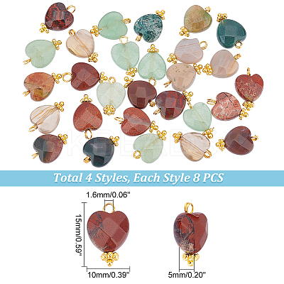 32Pcs 4 Style Mixed Gemstone Charms G-UN0001-14-1