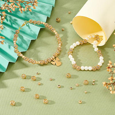 240Pcs 4 Style Long-Lasting Plated Brass Beads KK-AR0002-32-1
