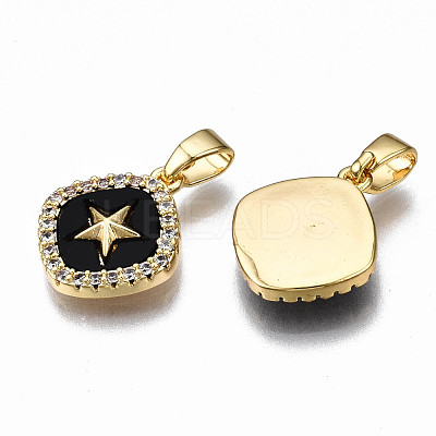 Brass Micro Pave Clear Cubic Zirconia Charms KK-T063-87-NF-1