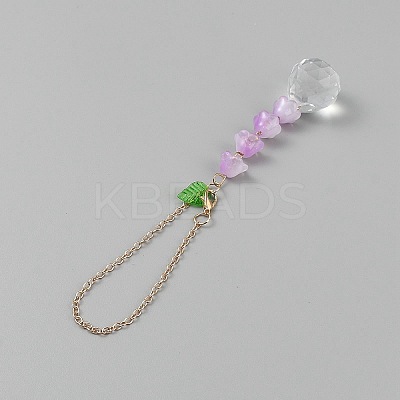 Lily of the Valley Lampwork Pendant Decorations AJEW-WH20048-13C-1