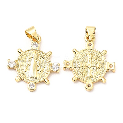 Rack Plating Brass Micro Pave Cubic Zirconia Pendants KK-A185-05G-1