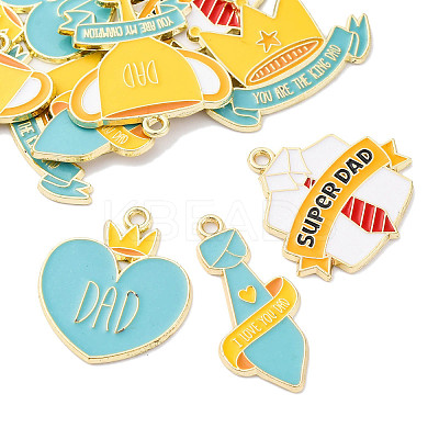 10Pcs 5 Styles Father's Day Alloy Enamel Pendants ENAM-FP0002-18-1