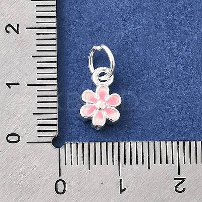 925 Sterling Silver Enamel Pink Flower Charms STER-A048-08S-1