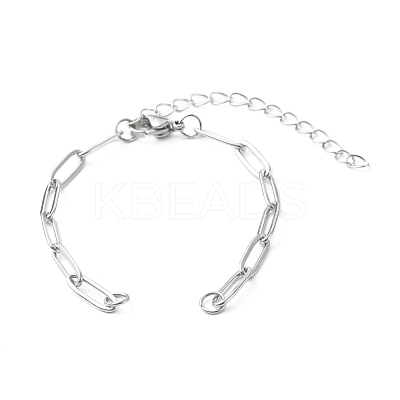 Tarnish Resistant 304 Stainless Steel Paperclip Chains Bracelet Making AJEW-JB01038-02-1