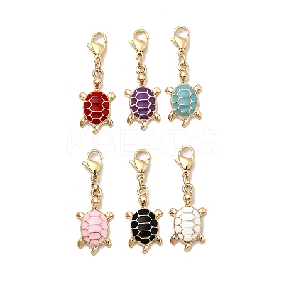 Alloy Enamel Turtle Pendant Decorations HJEW-JM04323-1