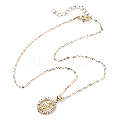 Brass Micro Pave Clear Cubic Zirconia Pendant Necklaces NJEW-JN04798-1