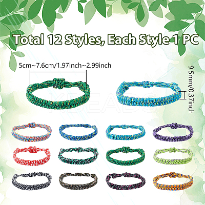 12Pcs 12 Colors Survival Polyester Cord String Bracelets for Hiking Camping Outdoor BJEW-UN0001-67-1