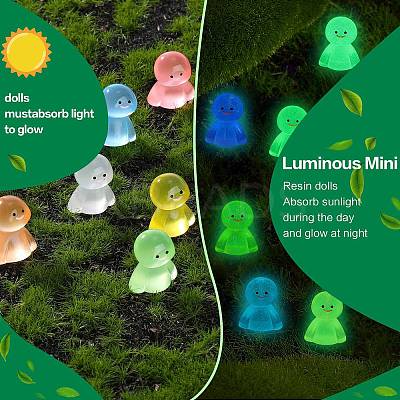 80Pcs 8 Colors Luminous Resin Doll Ornaments RESI-SZ0003-49-1
