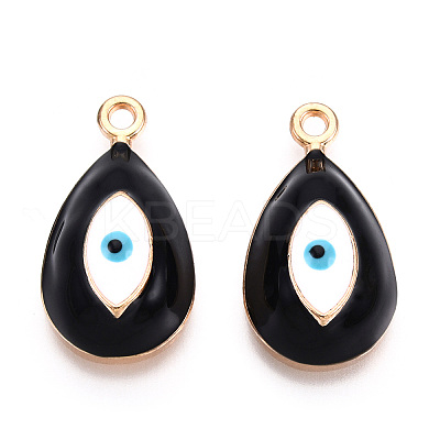 Rack Plating Light Gold Tone Alloy Enamel Pendants PALLOY-T077-230A-1
