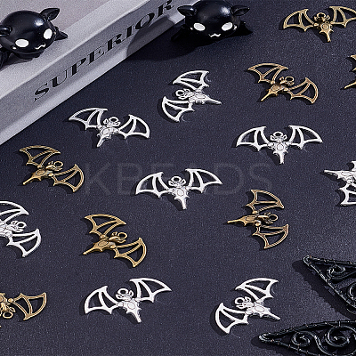 Halloween Theme 50Pcs 2 Colors Alloy Tibetan Style Pendants FIND-LP0001-89-1